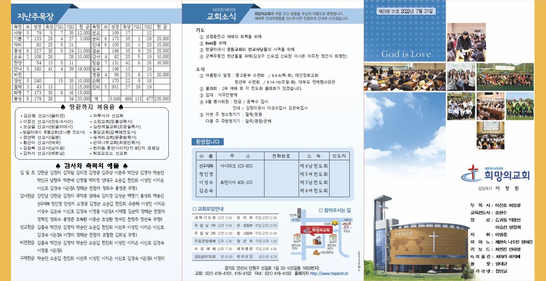 2022년 7월 31일 주보